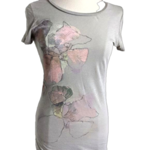 Vintage AMERICAN Eagle Baby Tee Y2k Soft Abstract Grey Graphic Floral T Shirt M